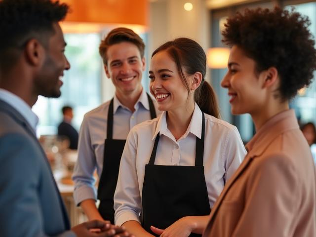 Equipe hôtelière souriante et professionnelle